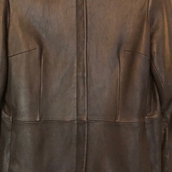 Sz L Chocolate Brown Leather Jacket - Picture 6 of 10